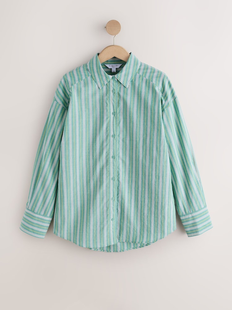 green and yellow striped dress shirt Womens Next Green/Yellow/White Stripe Oversized Boyfriend US 14 Handmade Couture Gown