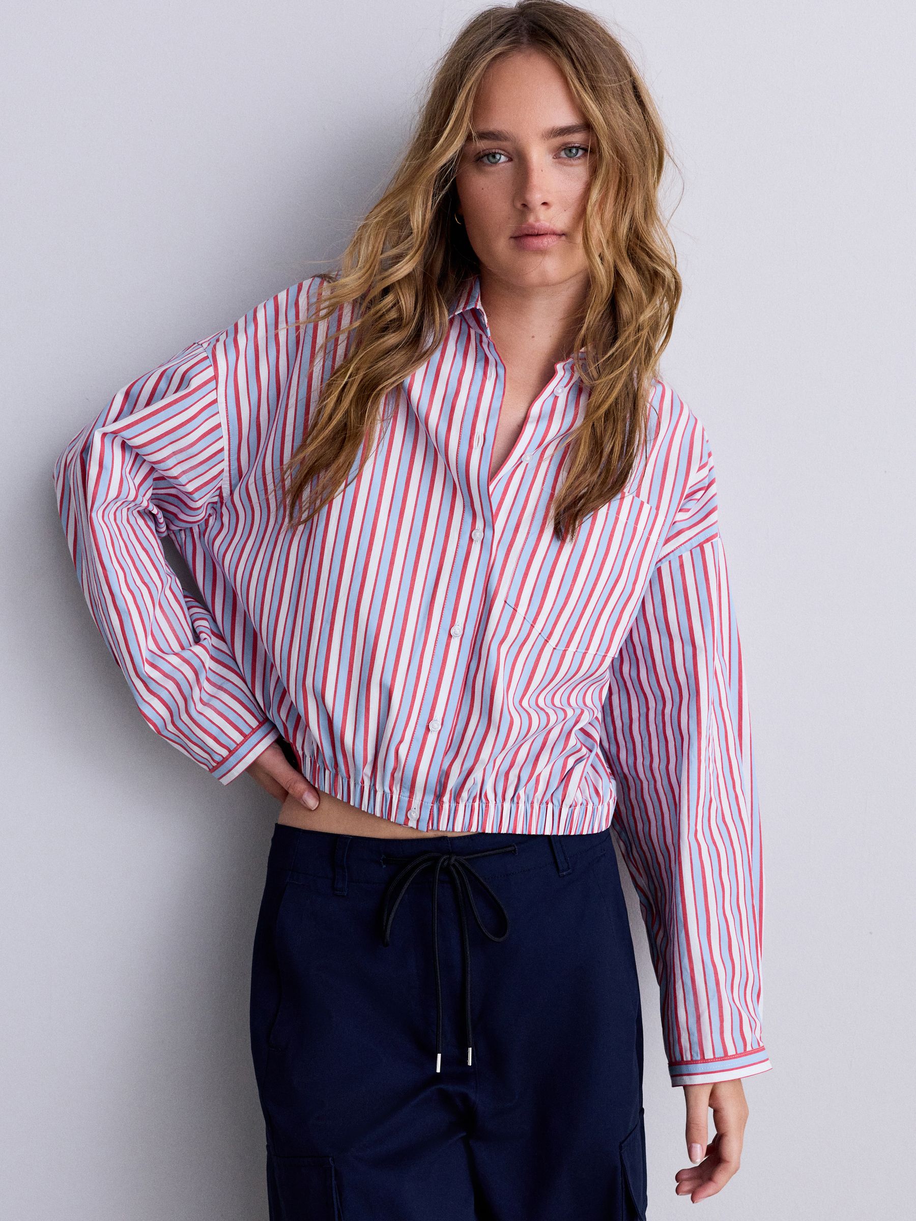 Buy Red/Blue/White Stripe Long Sleeve Bomber Shirt from Next Romania