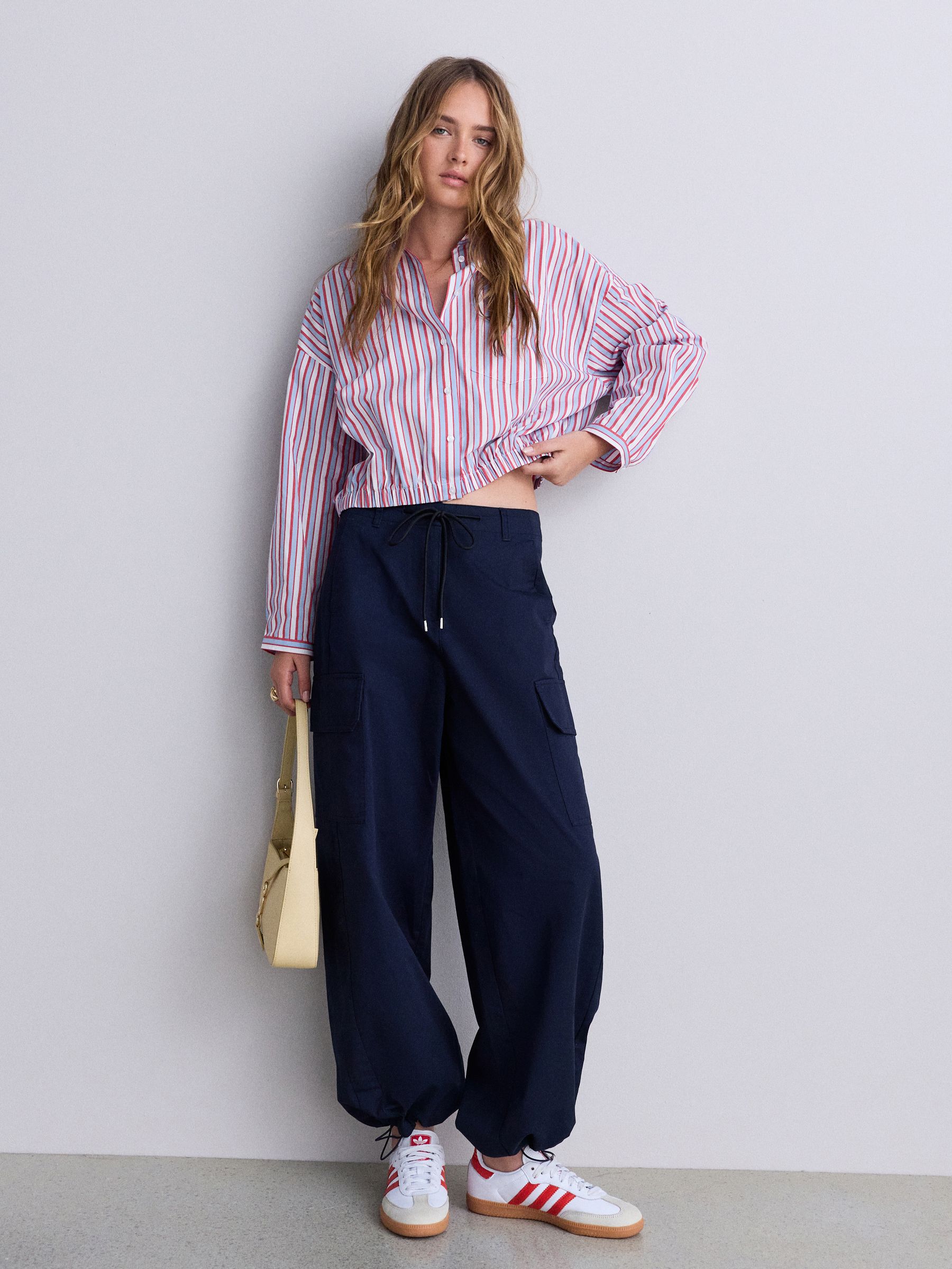 Buy Red/Blue/White Stripe Long Sleeve Bomber Shirt from Next Romania