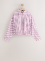 Red/Blue/White Stripe Long Sleeve Bomber Shirt - Image 5 of 7