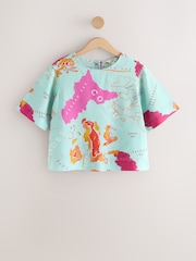 Blue Map Print - تيشرت واسع بكُم قصير من الكتان - صورة 6 من 8