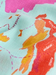 Blue Map Print - تيشرت واسع بكُم قصير من الكتان - صورة 8 من 8