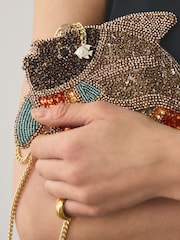 Brown Beaded Fish Purse Mini Bag - Image 3 of 8