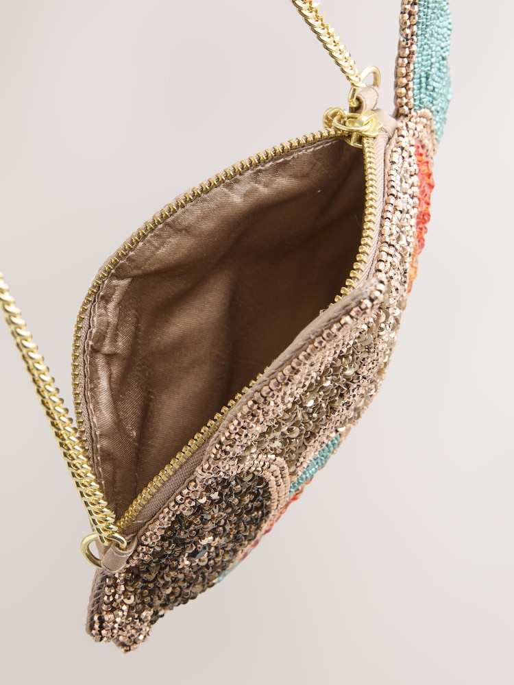 Brown Beaded Fish Purse Mini Bag - Image 8 of 8