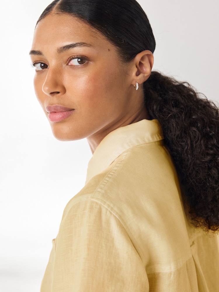 Yellow N. Premium 100% Linen Boxy Short Sleeve Shirt - Image 2 of 3