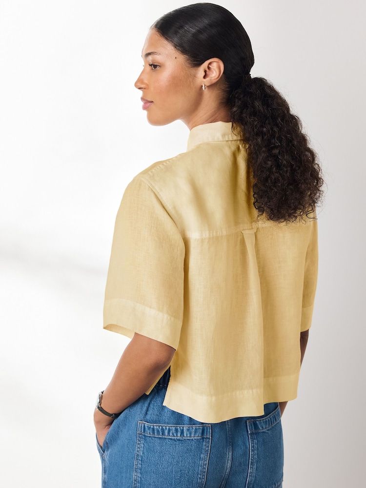 Yellow N. Premium 100% Linen Boxy Short Sleeve Shirt - Image 3 of 3