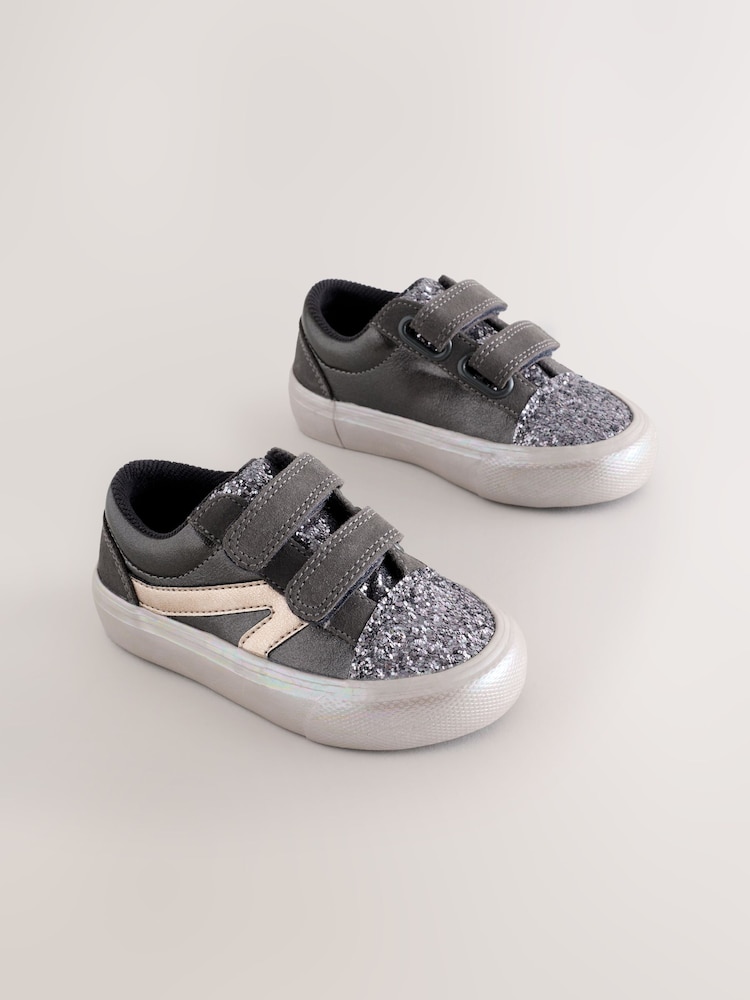 Pewter Grey Wide Fit (G) Touch Fastening Trainers - Image 1 of 5 Pewter Grey Wide Fit (G) Touch Fastening Trainers - Image 1 of 5