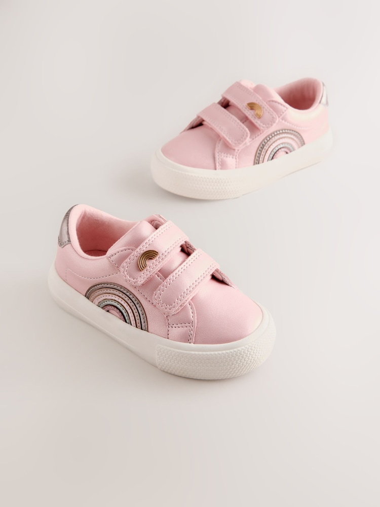 Pink Metallic Standard Fit (F) Touch Fasten Trainers - Image 1 of 5 Pink Metallic Standard Fit (F) Touch Fasten Trainers - Image 1 of 5