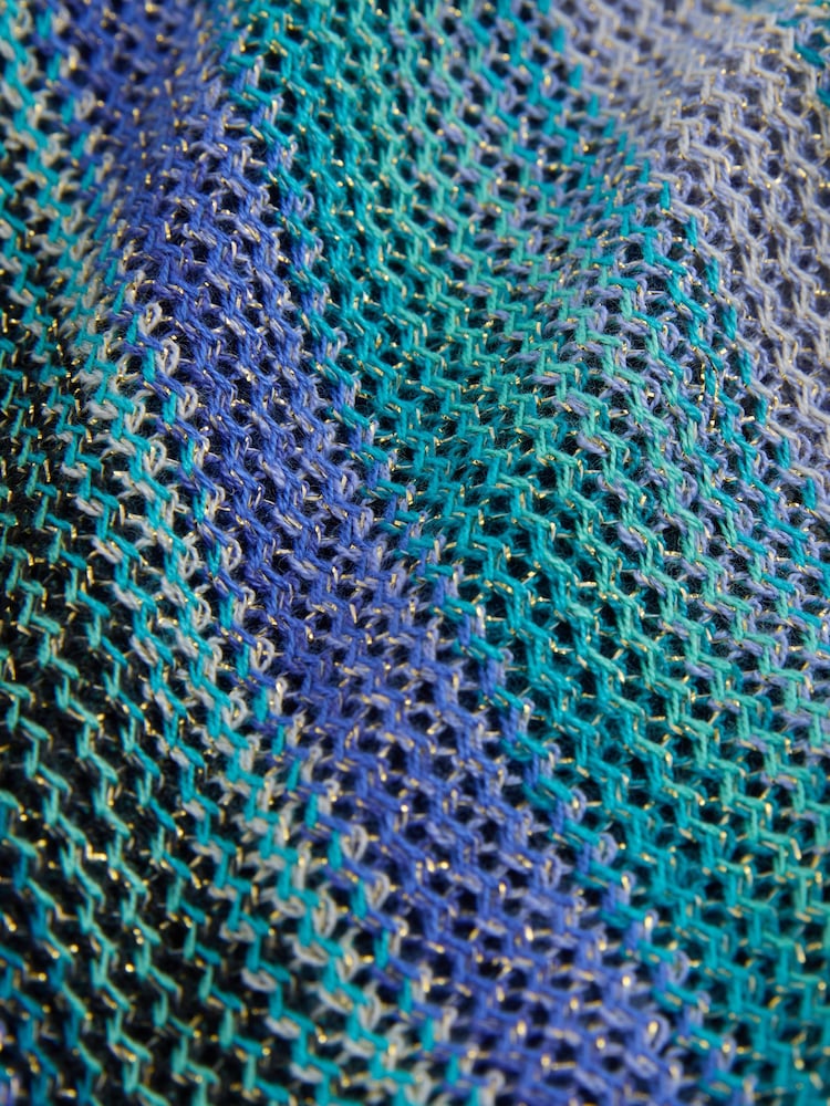 藍色條紋 - Sparkle Knitlook Tie Waist Shorts - 圖片 11/11