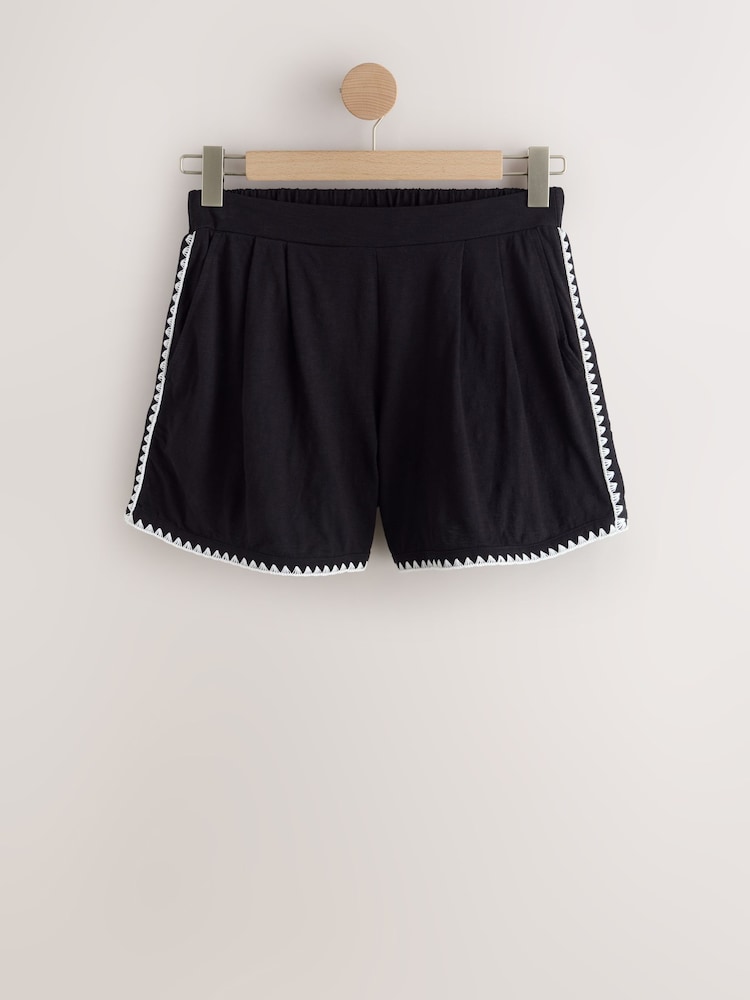 Black Whipstitch Jersey Shorts - Image 1 of 3