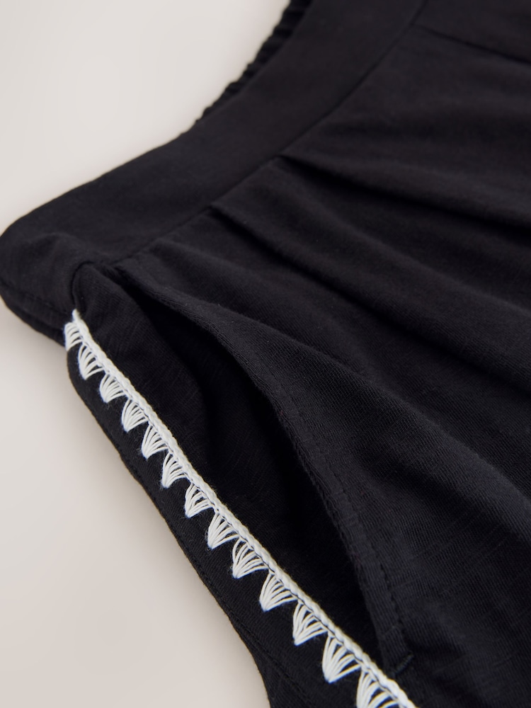 Black Whipstitch Jersey Shorts - Image 3 of 3