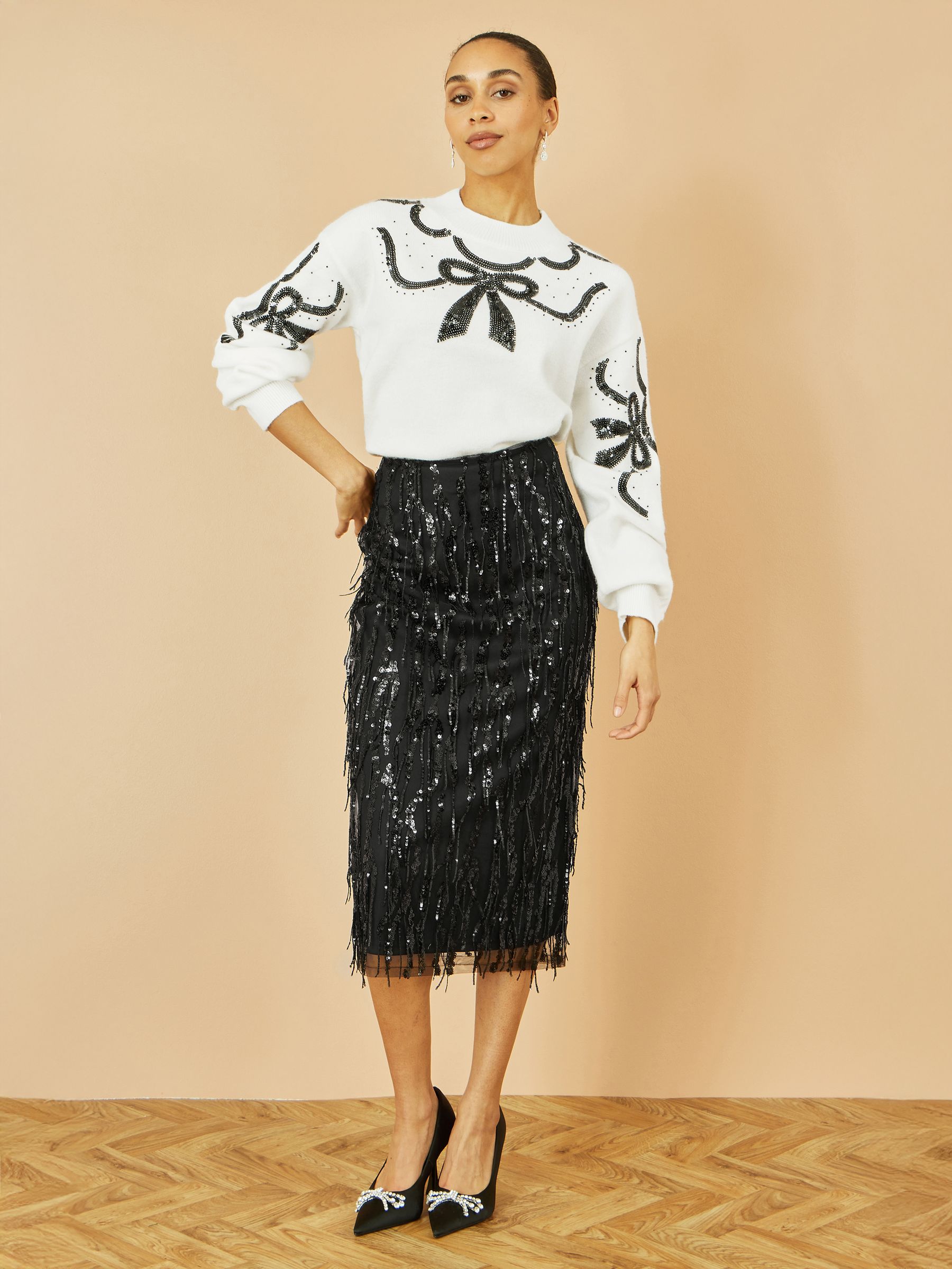 HYEON ヘヨン dreamy jacquard skirt / black Jello Skirt black bouclé knit | TARA JARMON