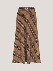 Monsoon Brown Willa Check Midi Skirt - Image 1 of 1