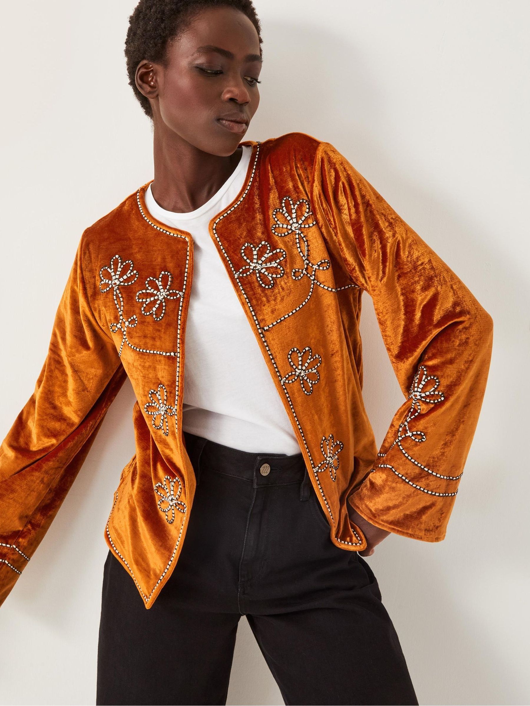 Buy Monsoon Orange Venus Embroidered Velvet Jacket from Next Canada