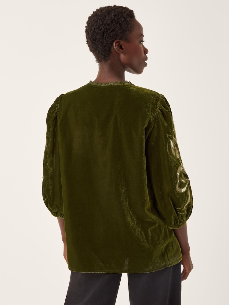 Monsoon Green Ezra Embroidered Velvet Top - Image 2 of 4 Monsoon Green Ezra Embroidered Velvet Top - Image 2 of 4