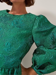Monsoon Green Jolene Jacquard Mini Dress - Image 3 of 5
