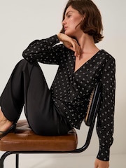 Monsoon Black Margo Hotfix Long Sleeve Blouse - Image 1 of 4