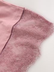 Pink Short Sleeve Lace Hem T-Shirt - Image 6 of 7
