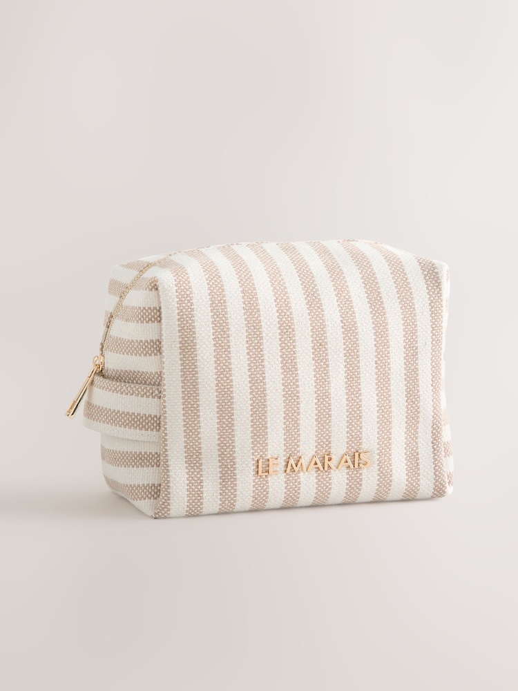 Pink Hardware Detail Stripe Pouch - Image 1 of 5