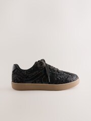 Black Sequin Standard Fit (F) Retro Trainers - Image 2 of 5