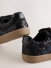 Black Sequin Standard Fit (F) Retro Trainers - Image 3 of 5