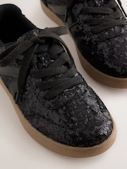 Black Sequin Standard Fit (F) Retro Trainers - Image 4 of 5
