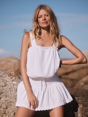 White Sleeveless Bubblehem Top - Image 1 of 8