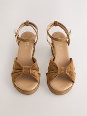 Tan Brown Forever Comfort® Leather Low Cork Wedges - Image 2 of 5