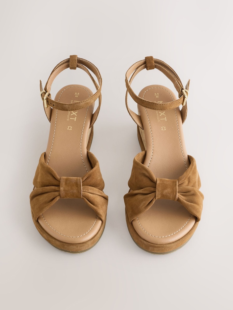 Tan Brown Forever Comfort® Leather Low Cork Wedges - Image 2 of 5