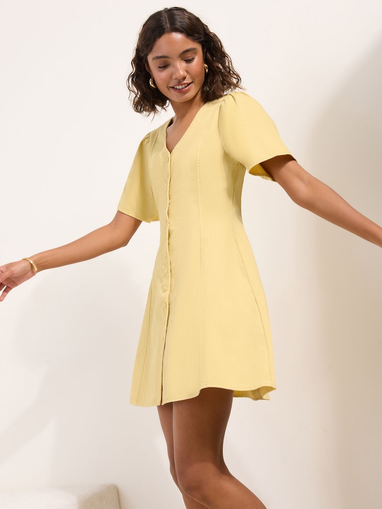 yellow denim dress women Ganni Hopewell Denim Dress