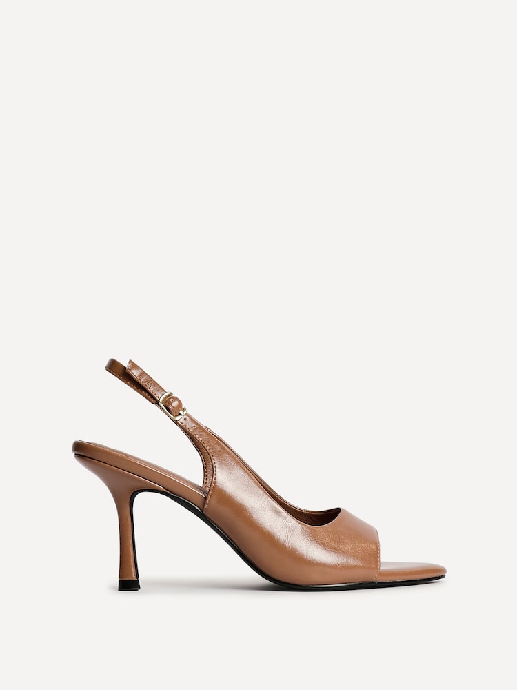 Linzi Brown Tokyo Slingback Peep Toe Heeled Sandals - Image 2 of 5 Linzi Brown Tokyo Slingback Peep Toe Heeled Sandals - Image 2 of 5