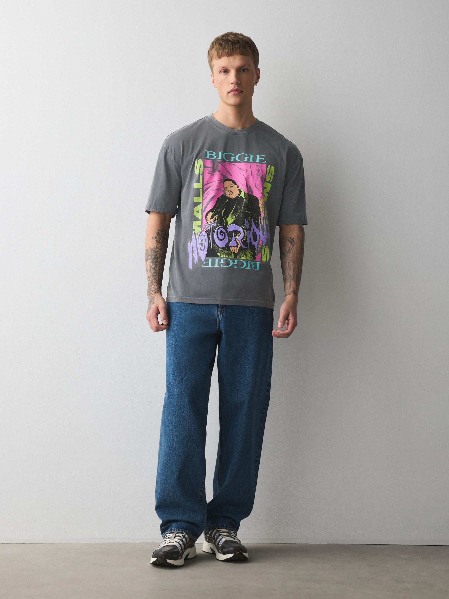 Buy Washed Black Notorious B.I.G Relaxed Fit Band Graphic Print T
