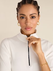 Baukjen Clayton Cotton Zip Turtleneck White Top - Image 4 of 5