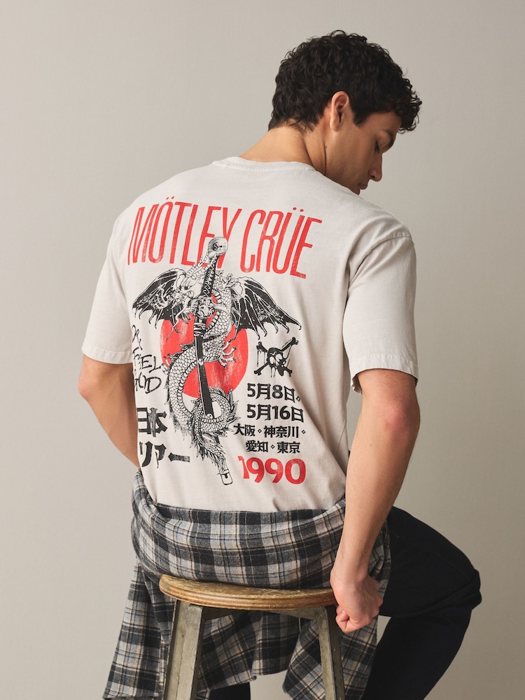Stone Motley Crew Neck Relaxed Fit Band Graphic Print T-Shirt - Image 1 of 9