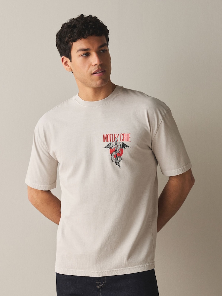 Stone Motley Crew Neck Relaxed Fit Band Graphic Print T-Shirt - Image 2 of 9