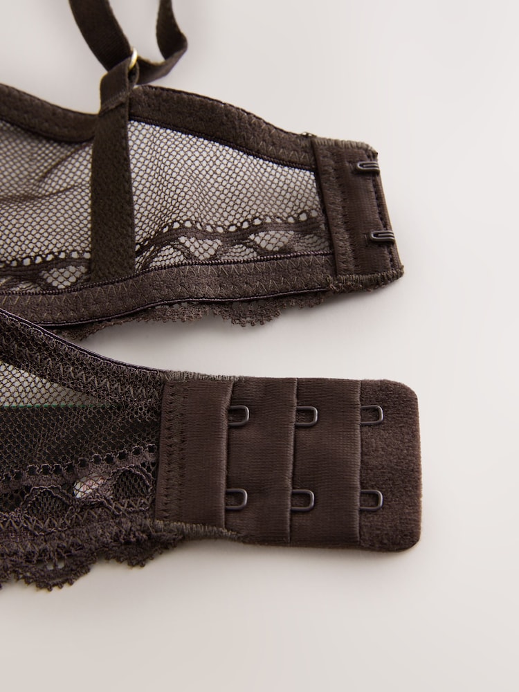 Chocolate Brown Bralette Smoothing Lace Bra - Image 4 of 4