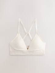 Pink/Lilac/Cream Non Padded Non Wire Cotton Ribbed Logo Bralettes 3 Pack - Image 3 of 7