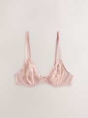 Chocolate/Pink/Blue Non Padded Full Cup Lace Bras 3 Pack (E76841) - Image 3 of 6