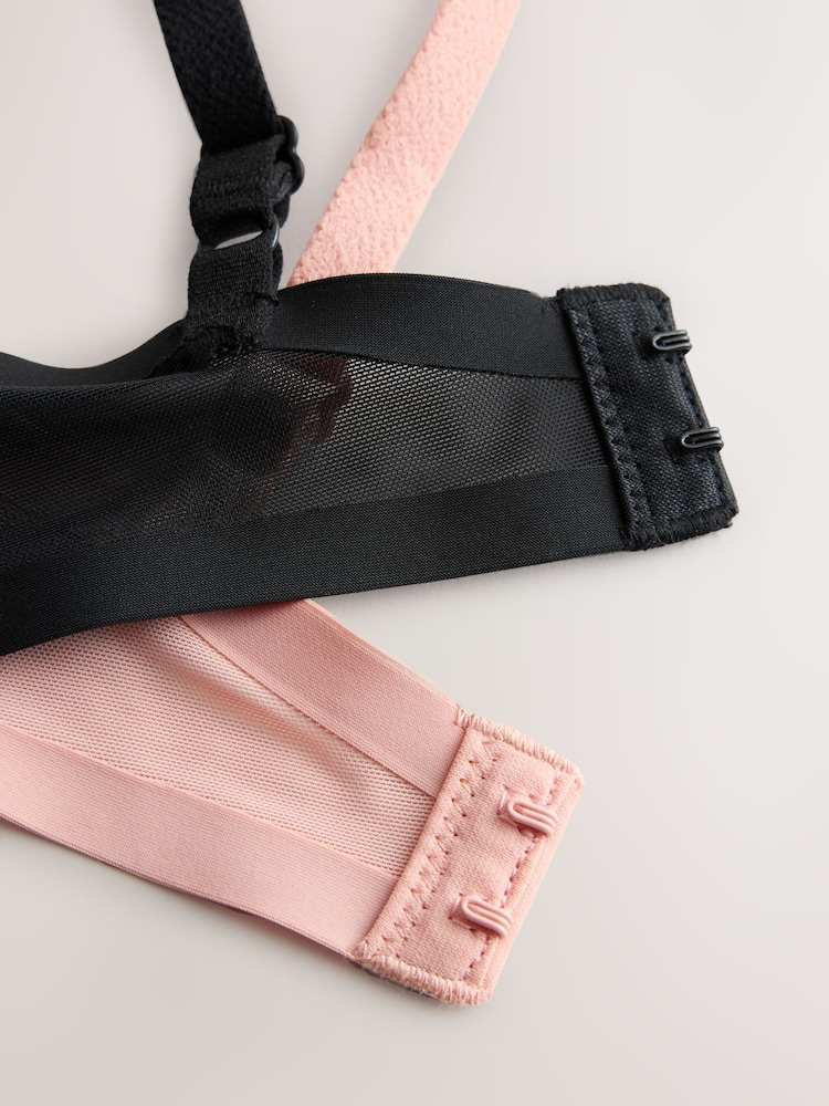 Melns/rozā - Bez polsterējuma balkons neredzams, līmēts sietiņš 2 Pack krūšturis - Attēls 8 no 8