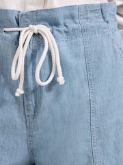 Friends Like These Light Wash Chambray Rope Tie Waist Shorts - Image 2 of 5