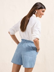Friends Like These Light Wash Chambray Rope Tie Waist Shorts - Image 5 of 5