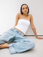 White Soft Touch Slinky Sleeveless Bandeau Top - Image 2 of 4