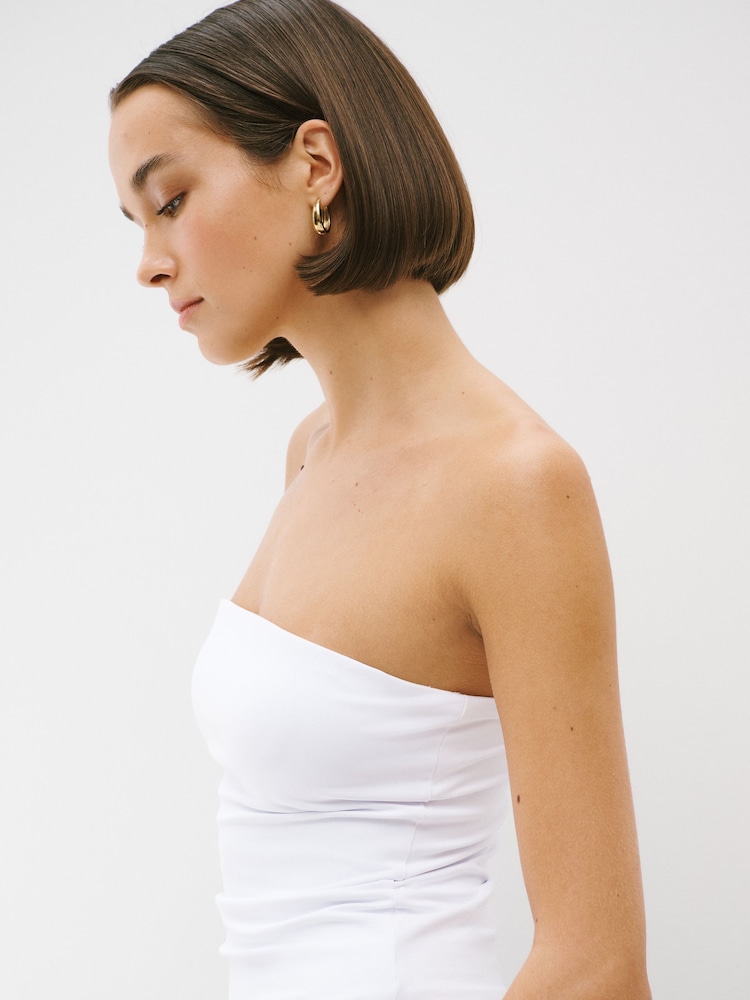 White Soft Touch Slinky Sleeveless Bandeau Top - Image 4 of 4 White Soft Touch Slinky Sleeveless Bandeau Top - Image 4 of 4
