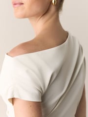 Ecru Asymmetric Sleeveless Drape Top - Image 5 of 5