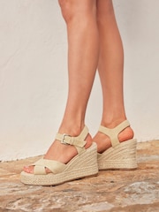 Linzi Nude Noa Crossover Platform Wedge Sandals - Image 1 of 5