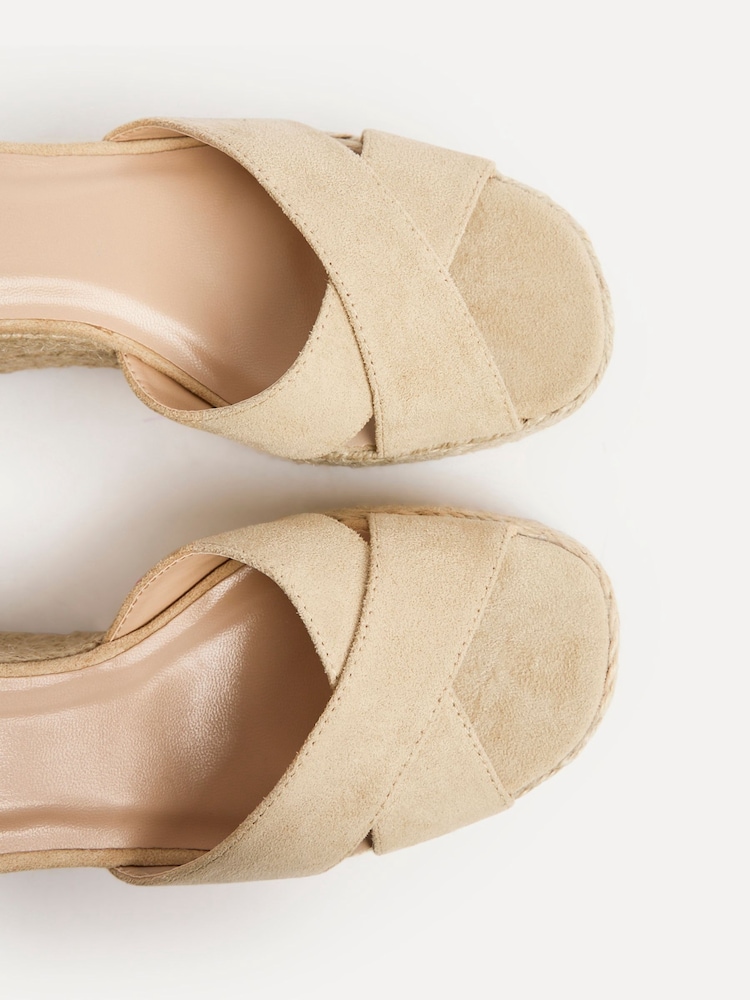 Linzi Nude Noa Crossover Platform Wedge Sandals - Image 5 of 5