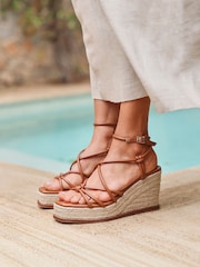 Linzi Brown Gaze Strappy Platform Wedge Sandals - Image 1 of 5