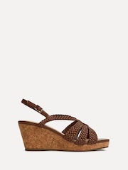 Linzi Brown Silhouette Handwoven Cork Wedge Sandals - Image 2 of 5