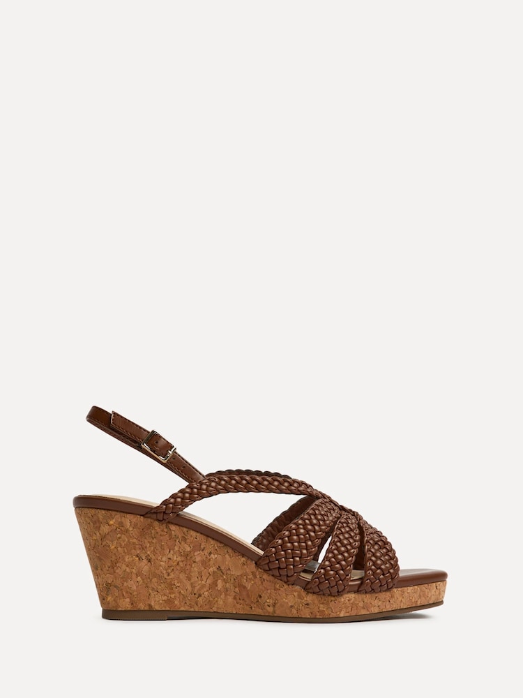 Linzi Brown Silhouette Handwoven Cork Wedge Sandals - Image 2 of 5