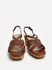 Linzi Brown Silhouette Handwoven Cork Wedge Sandals - Image 3 of 5